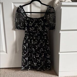 Lulu's Black Floral Mini Dress